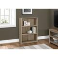 Daphnes Dinnette 36 in. Bookcase with 3 Shelves - Dark Taupe DA3593940